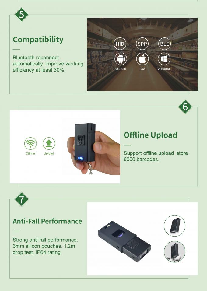 Handheld Android USB 2D Barcode Scanner Bluetooth For Supermarket / Warehouse 1